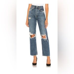 Agolde Premium Blue Jeans 90's Pinch High Rise Straight Distressed Size 26